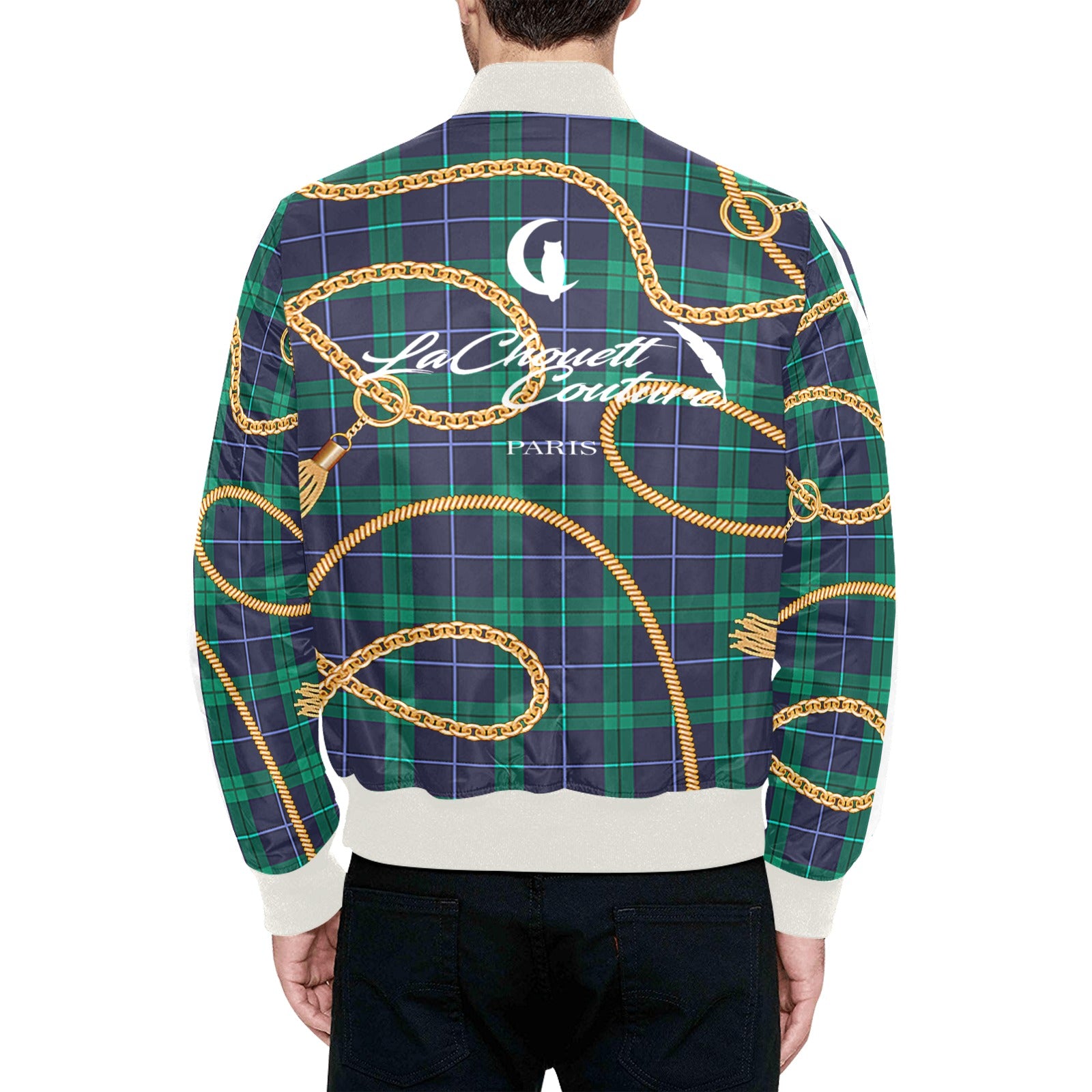 PLAID IN GOLD Quilted Bomber Jacket for Men