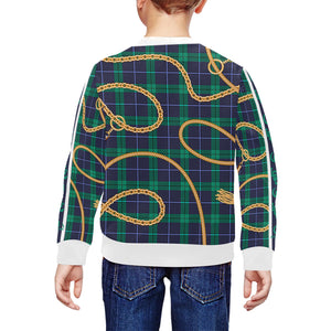 PLAID IN GOLD All Over Print Crewneck Sweatshirt for Kids