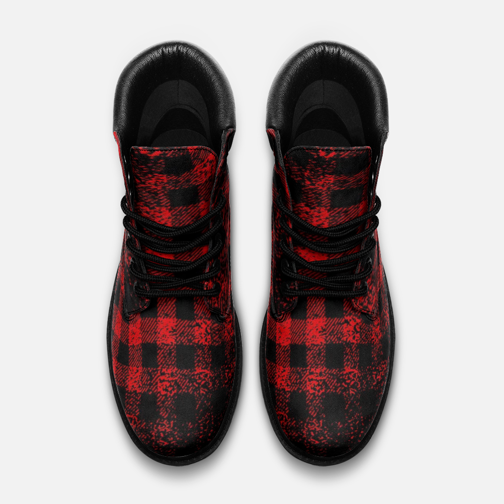 DUSTY PLAID RED Casual Leather boots TB