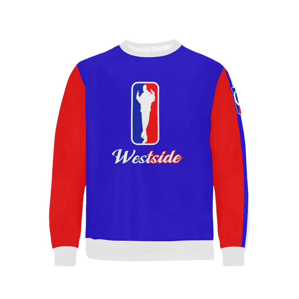 WESTSIDE Men's Rib Cuff Crew Neck Sweatshirt