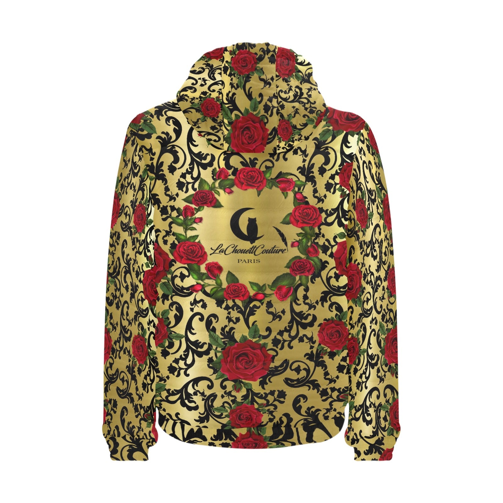 RED ROSES GOLD Men's Padded Hooded Jacket