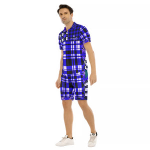 FLEXIN PLAID BLUE Men's Short Sleeve Shirt Sets