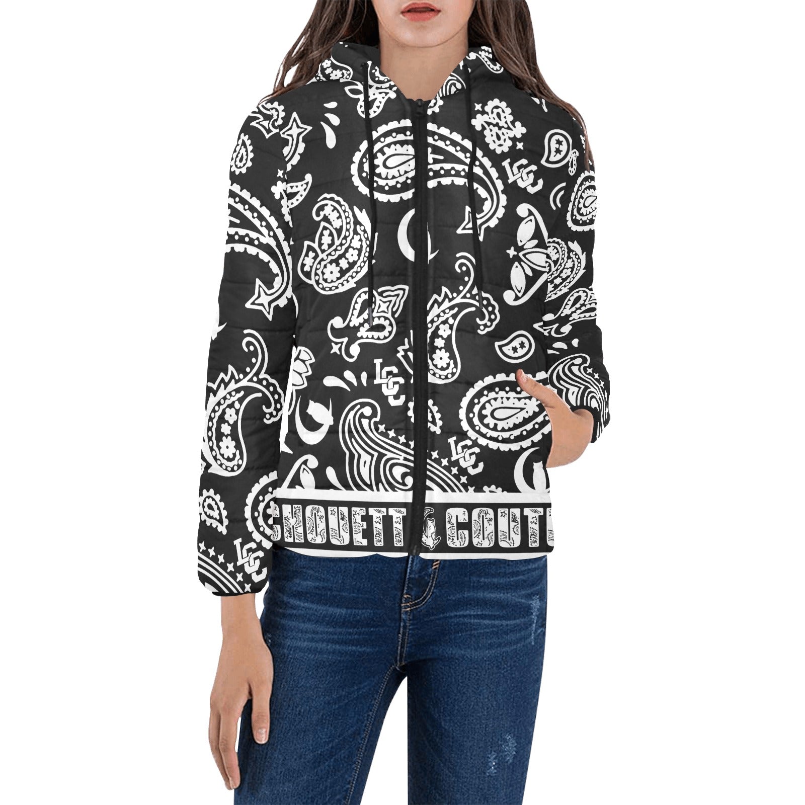 BANDANA PAISLEY Women's Padded Hooded Jacket