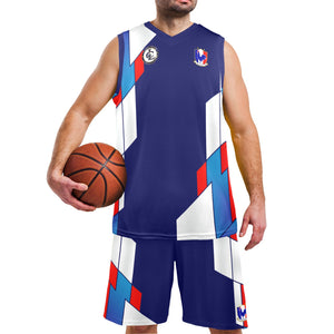 FRANCE Men's V-Neck Basketball Uniform