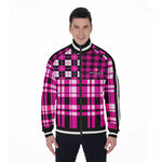 FLEXIN PLAID PRPLE Men's Stand Collar Jacket