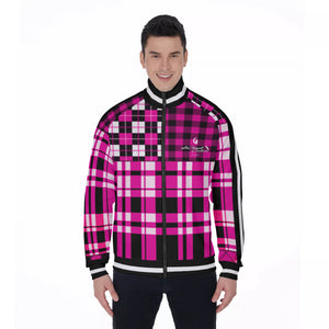 FLEXIN PLAID PRPLE Men's Stand Collar Jacket