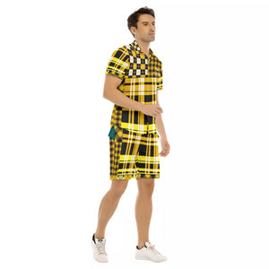 FLEXIN PLAID YLW Men's Short Sleeve Shirt Sets