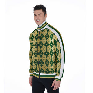 ARLEQUIN GREEN  Stand Collar Jacket
