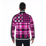 FLEXIN PLAID PRPLE Men's Stand Collar Jacket