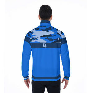 CAMOUFLAGE BLUE Stand Collar Jacket