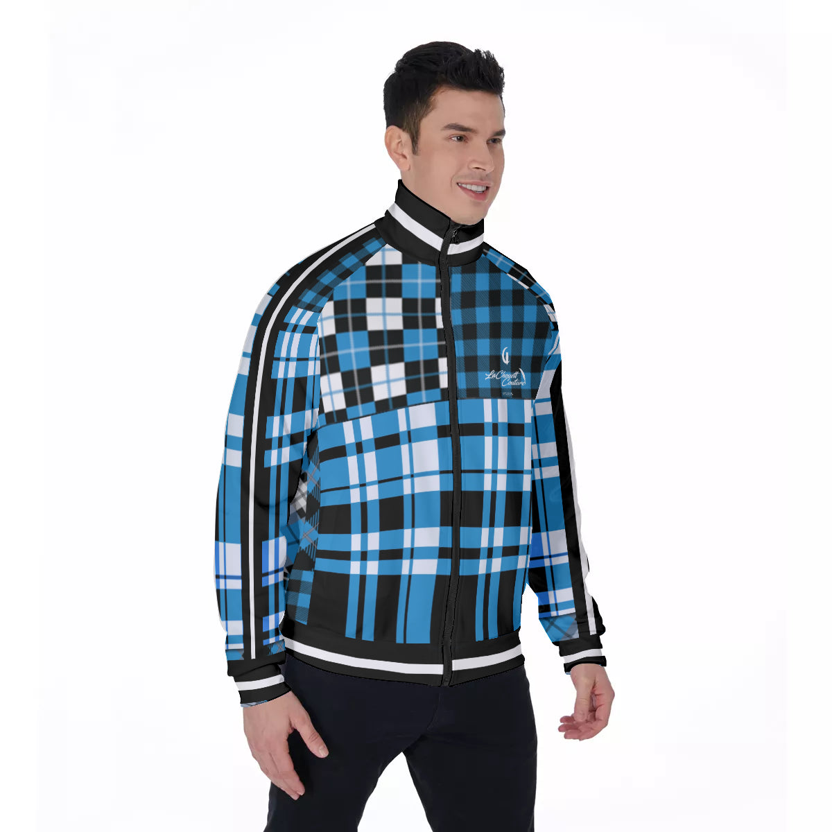 FLEXIN PLAID TRQSE Men's Stand Collar Jacket