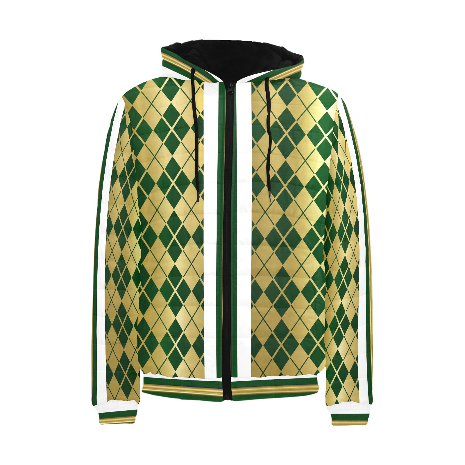 ARLEQUIN GREEN PADDED HOODIE JACKET