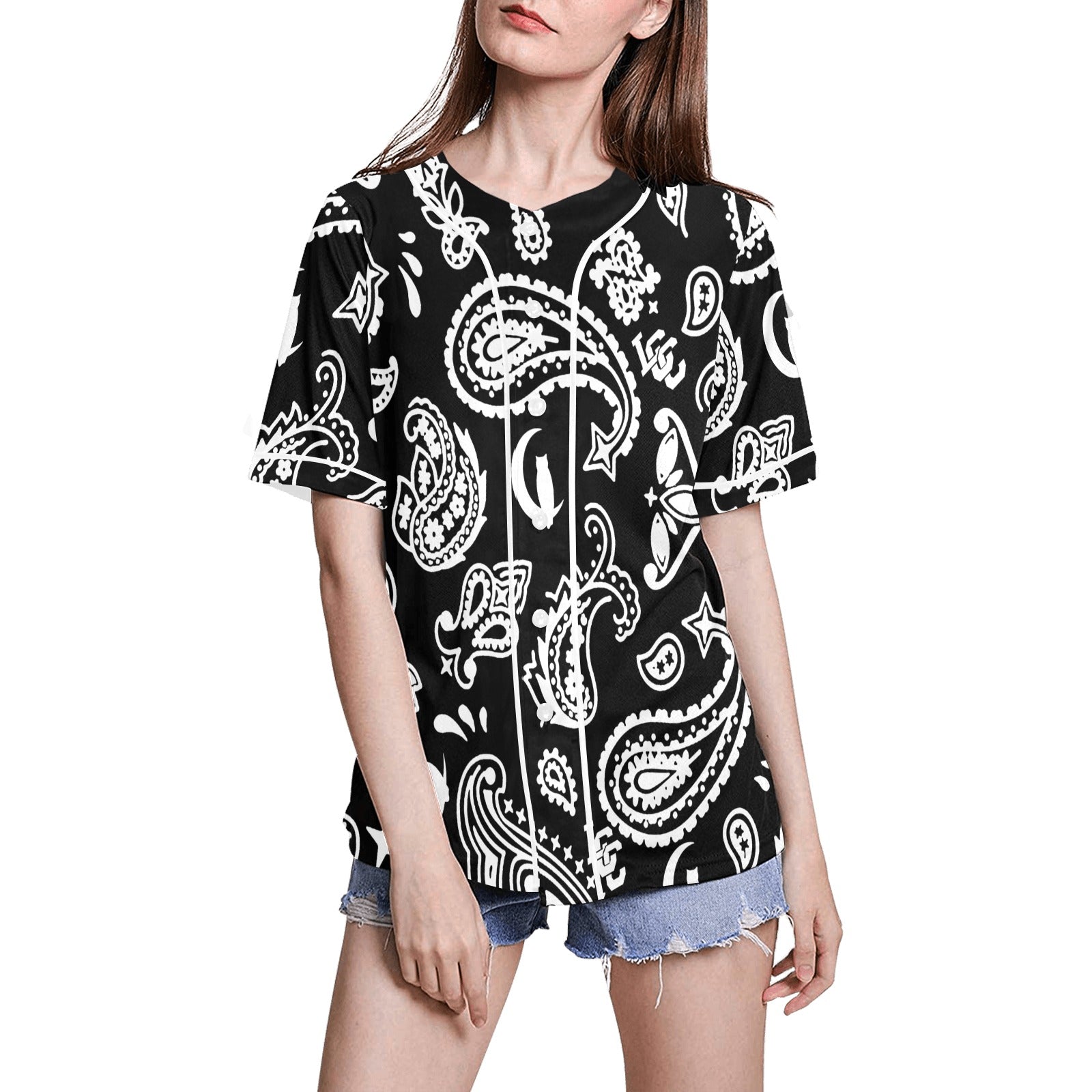 BANDANA PAISLEY All Over Print Baseball Jersey for Women