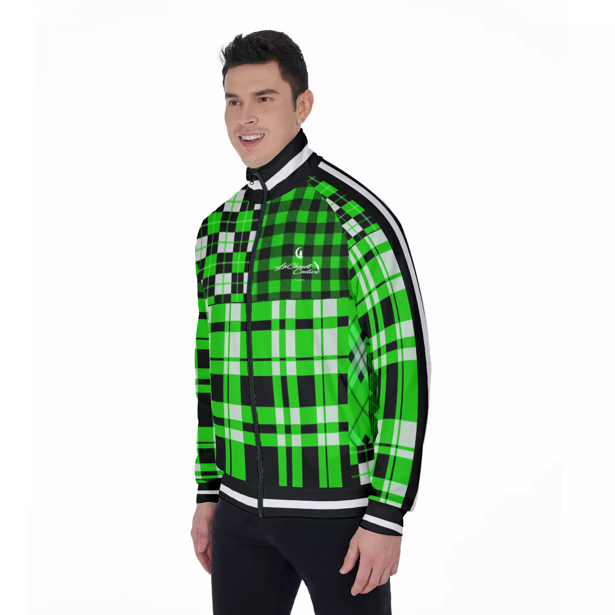 FLEXIN PLAID FLUO Men's Stand Collar Jacket