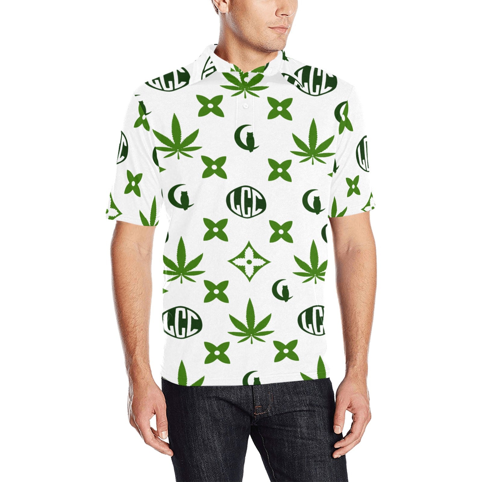 LCC WEEDY COLORS Men's All Over Print Polo Shirt