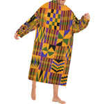 KENTE ATEF Blanket Robe with Sleeves for Adults