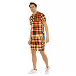 FLEXIN PLAID ORANGE Men's Short Sleeve Shirt Sets