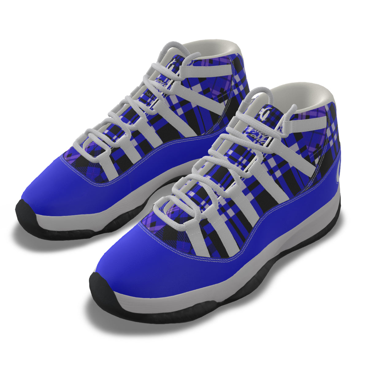 FLEXIN PLAID BLUE Men's High Top Basketball Shoes