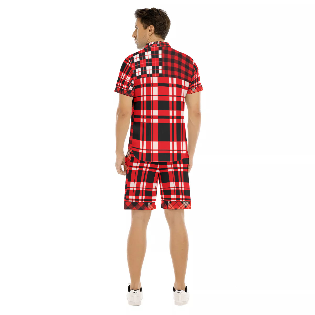 FLEXIN PLAID RED Men's Short Sleeve Shirt Sets
