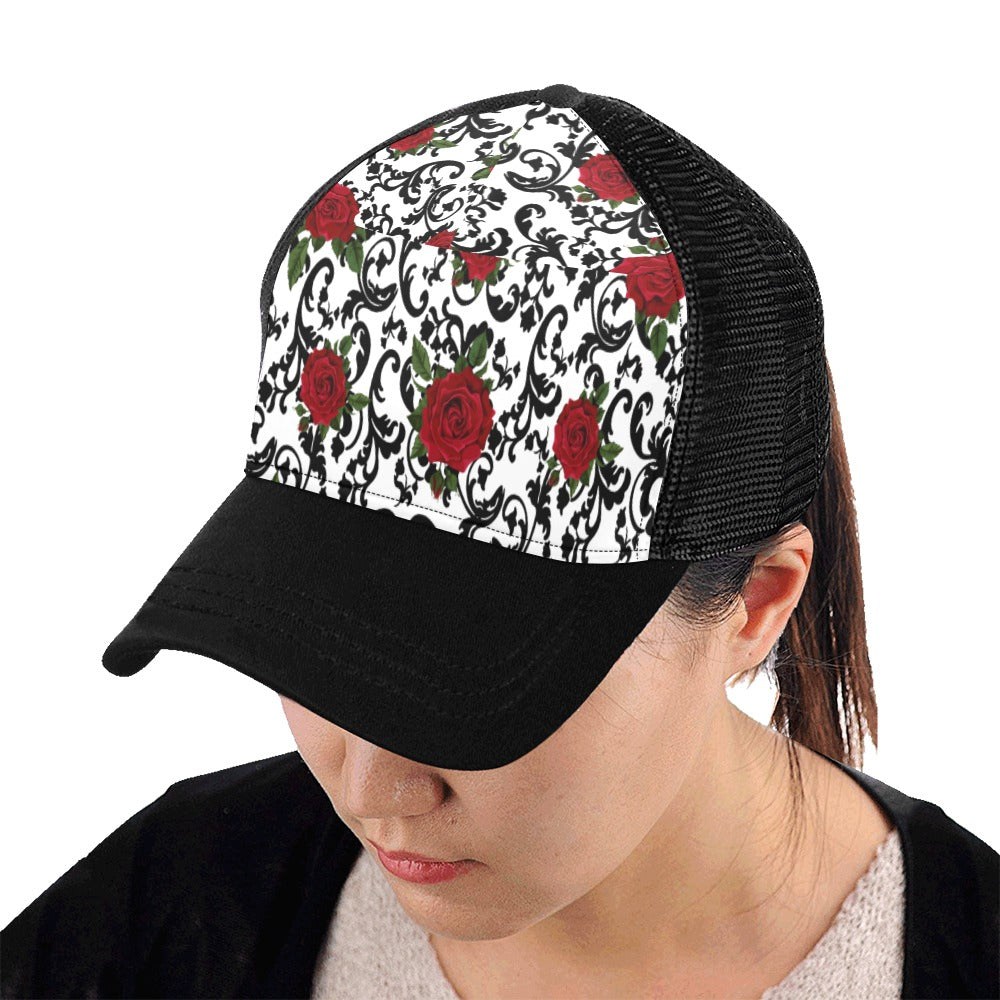RED ROSES Trucker Cap E (Front Panel Customization)
