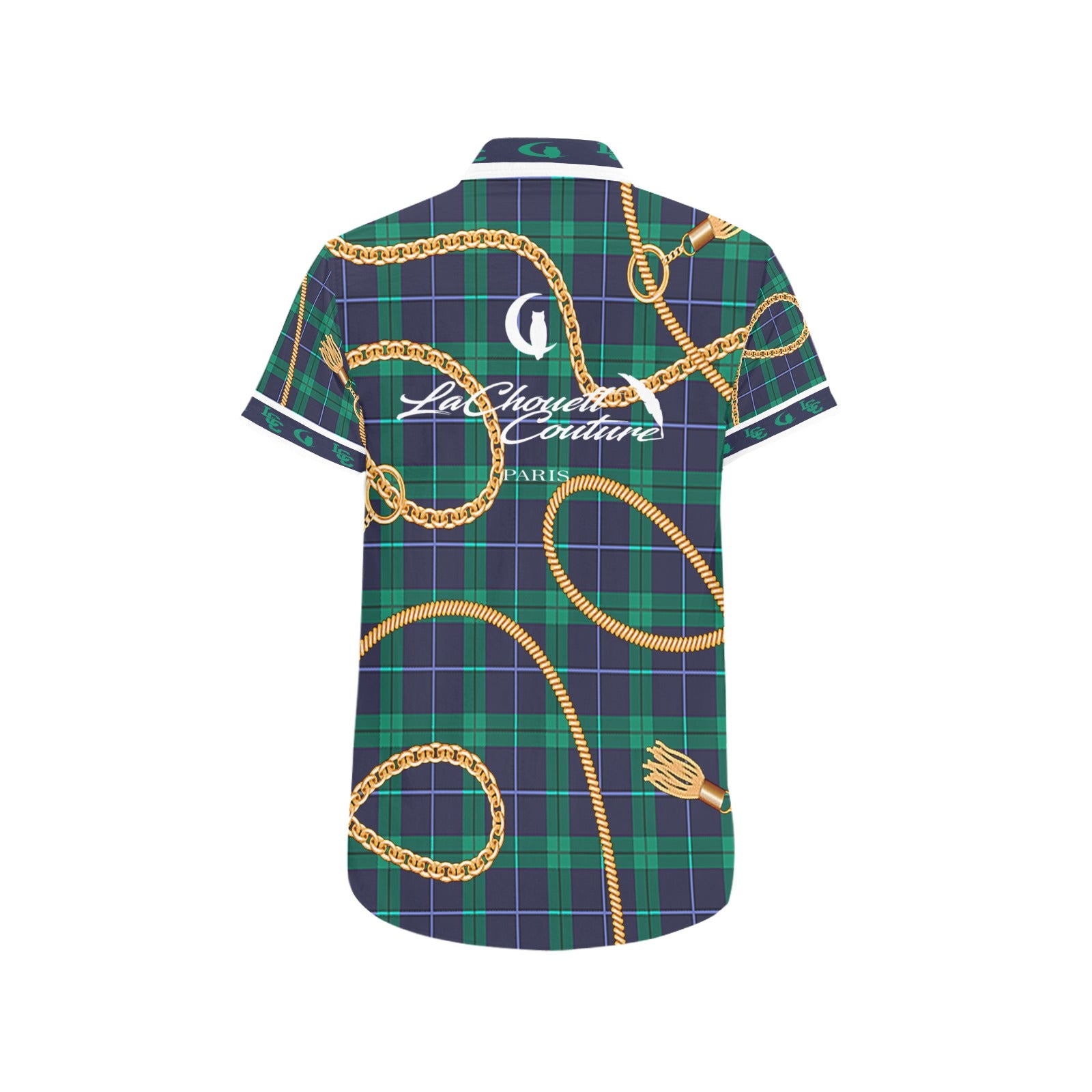 PLAID IN GOLD Men's All Over Print Short Sleeve Shirt