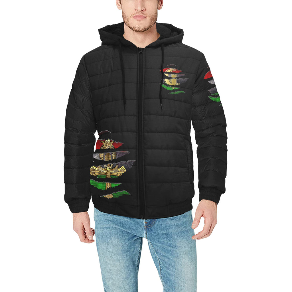 RBG ANKH RIPPED Men's Padded Hooded Jacket