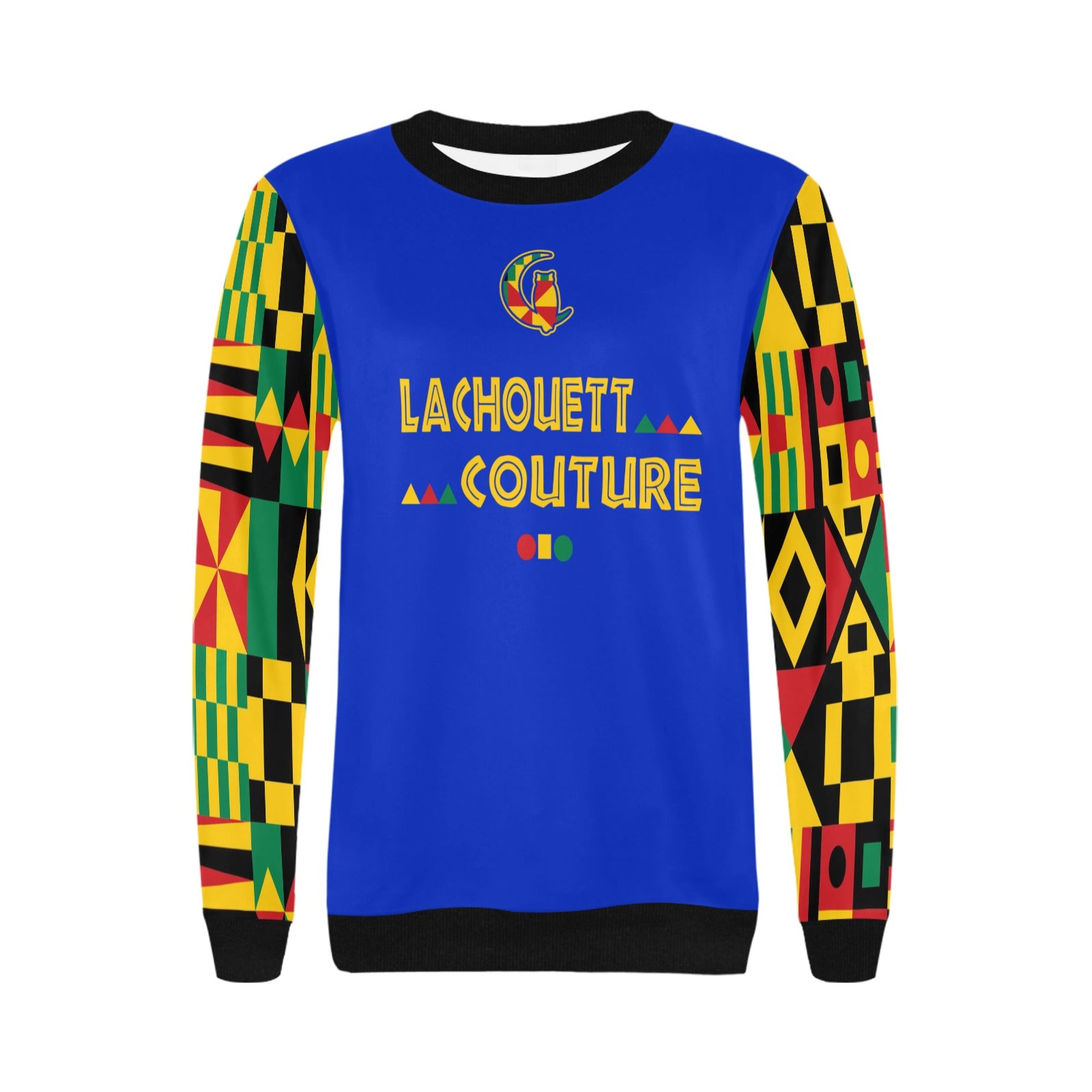 KENTE BUTAN Women's Rib Cuff Crew Neck Sweatshirt
