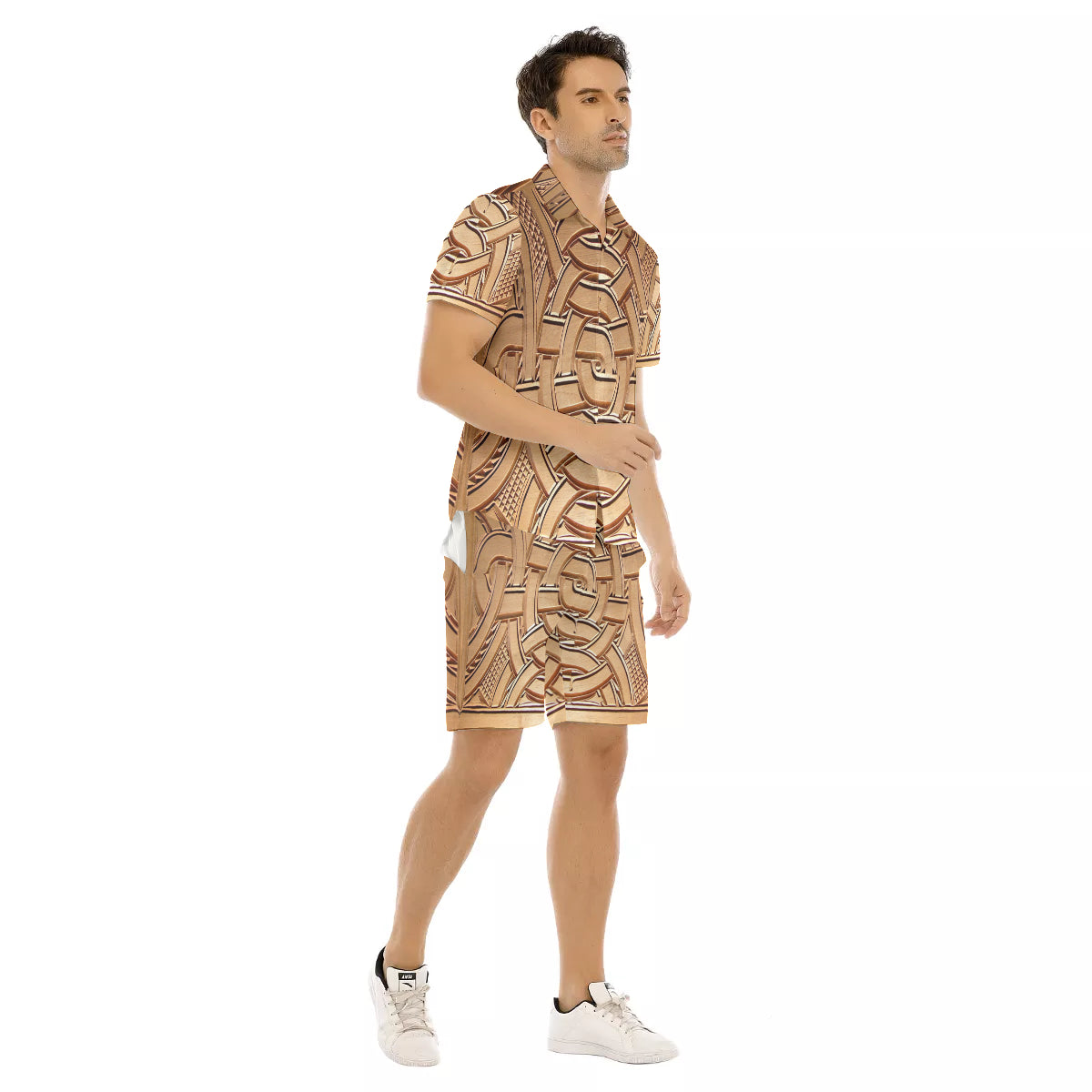 TEMBE ART WOOD Men's Short Sleeve Shirt Sets