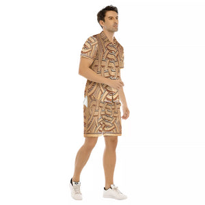 TEMBE ART WOOD Men's Short Sleeve Shirt Sets