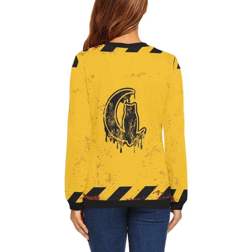 BEWARE All Over Print Crewneck Sweatshirt for Women