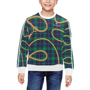PLAID IN GOLD All Over Print Crewneck Sweatshirt for Kids