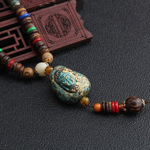 Round Plate Nepal Flower Coconut Beads Necklace
