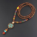Round Plate Nepal Flower Coconut Beads Necklace