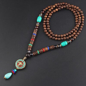 Round Plate Nepal Flower Coconut Beads Necklace