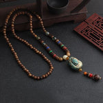 Round Plate Nepal Flower Coconut Beads Necklace