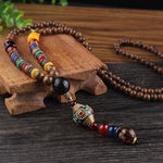 Round Plate Nepal Flower Coconut Beads Necklace