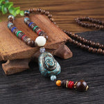 Round Plate Nepal Flower Coconut Beads Necklace