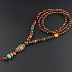 Round Plate Nepal Flower Coconut Beads Necklace