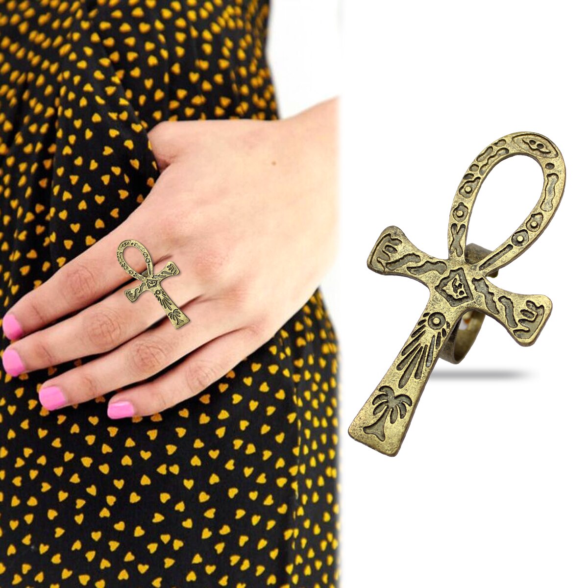 VintageTribal Carved Ankh Cross