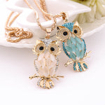 owl Crystal Rhinestone Cute Pendant Sweater Necklace