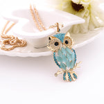 owl Crystal Rhinestone Cute Pendant Sweater Necklace