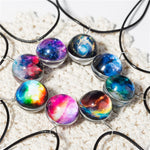 Planet Crystal Stars Ball  Leather Chain Pendants
