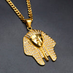 Pharaoh Tutankhamun Gold Pendant Long Chain For Men Necklace