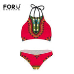 High Neck Dashiki Print Bikinis Sets