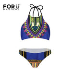 High Neck Dashiki Print Bikinis Sets