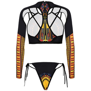 Long Sleeve Thong Bikini Dashiki