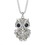 Rhinestone Crystal Owl Long Necklace