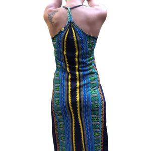 African Dashiki Sleeveless Long Harness Dress