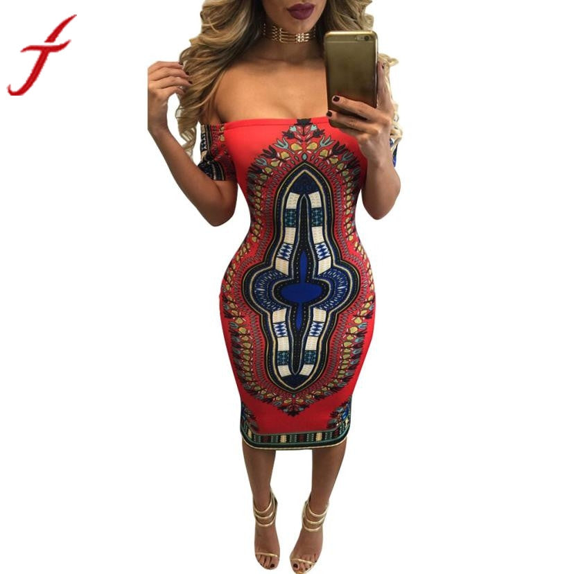 African Dashiki Bodycon Dress