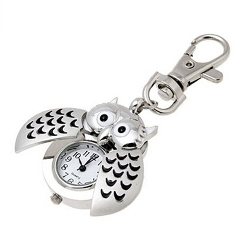 Metal Key Ring owl double open Quartz Watch
